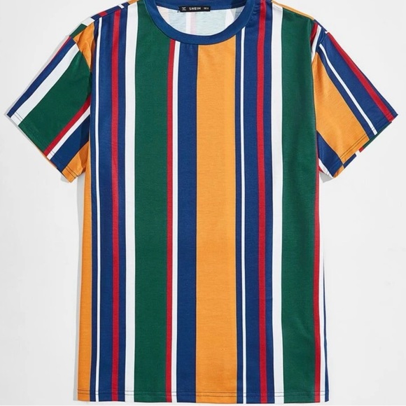 SHEIN Other - SHEIN Guys Short Sleeve Striped Colorblock Tee